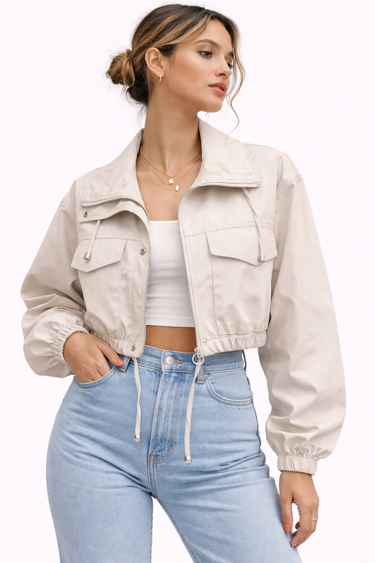 Cropped Zip Up Jacket